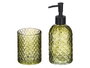 Berilo Lot de 2 Distributeurs Verre 410 ml Salle de Bain Vert Diamant 16x20x8 cm (Set de 12)