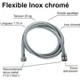Edouard Rousseau Flexible de douche flexible en inox chromé à double agrafage, longueur 1.75 m, pression 1 bar, avec raccord universel et écrou métal anti-torsion