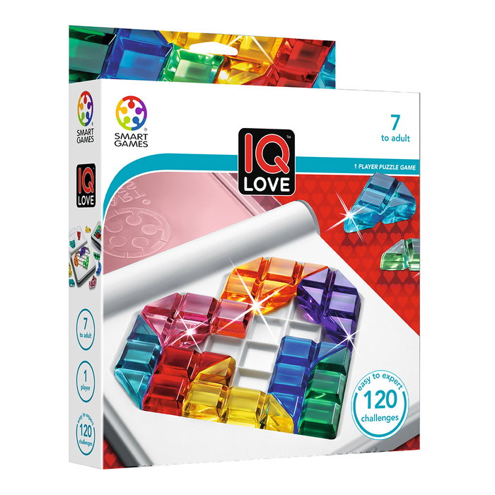 Smart Games - Juego De Ingenio IQ Love SG302 - Jeu de réflexion et casse-tête, plateau réversible à 2 faces, 10 pièces, 120 défis, à partir de 7 ans