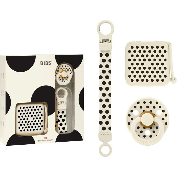 Bibs Coffret cadeau bébé Polka Soothe & Go T2 - Ivory Black Bibs Coffret cadeau bébé Polka Soothe & Go T2 - Ivory Black
