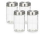 Vivalto Lot de 4 bocaux ronds avec couvercle en acier 1L Transparent Verre Métal 41x18x10cm (Set de 8)