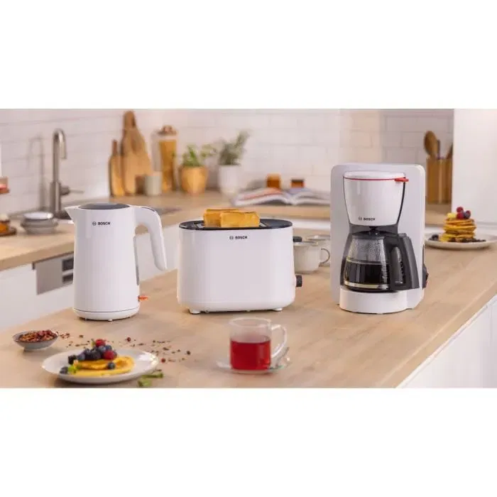 Bosch TWK2M161 MyMoment Bouilloire électrique 1.7L 2400W Blanche Mate, indicateur de tasses, niveau d'eau visible, filtre anti-calcaire, arrêt automatique