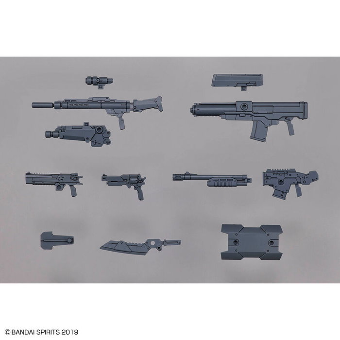 BANDAI HOBBY - Set d'armes personnalisables 30MM (30 Minutes Missions/Sisters) - Fusil d'assaut, revolver, pistolets, escopeta, lances, couteau, bouclier et étui