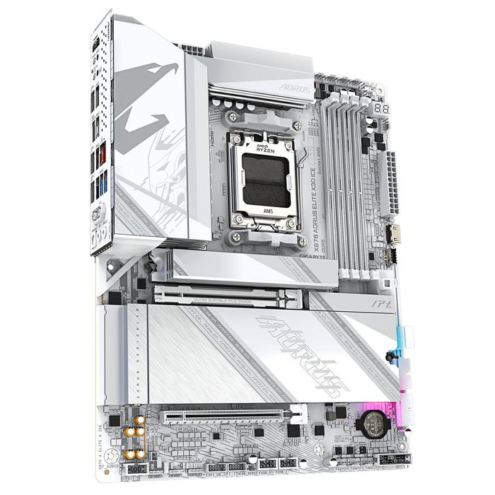 Gigabyte X870 Aorus Elite X3D ICE Carte mère ATX AMD AM5 DDR5 Wi-Fi 7 USB4 Blanc