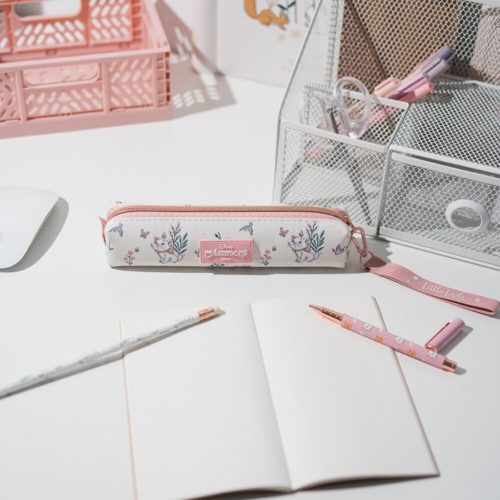 Bonjour Marie Set de papeterie Les Aristochats Disney - Porte-tout avec stylo et crayon - 24,2x8,8x4,8 cm - Poids 103 g