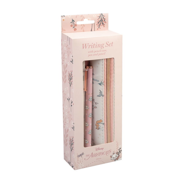 Bonjour Marie Set de papeterie Les Aristochats Disney - Porte-tout avec stylo et crayon - 24,2x8,8x4,8 cm - Poids 103 g