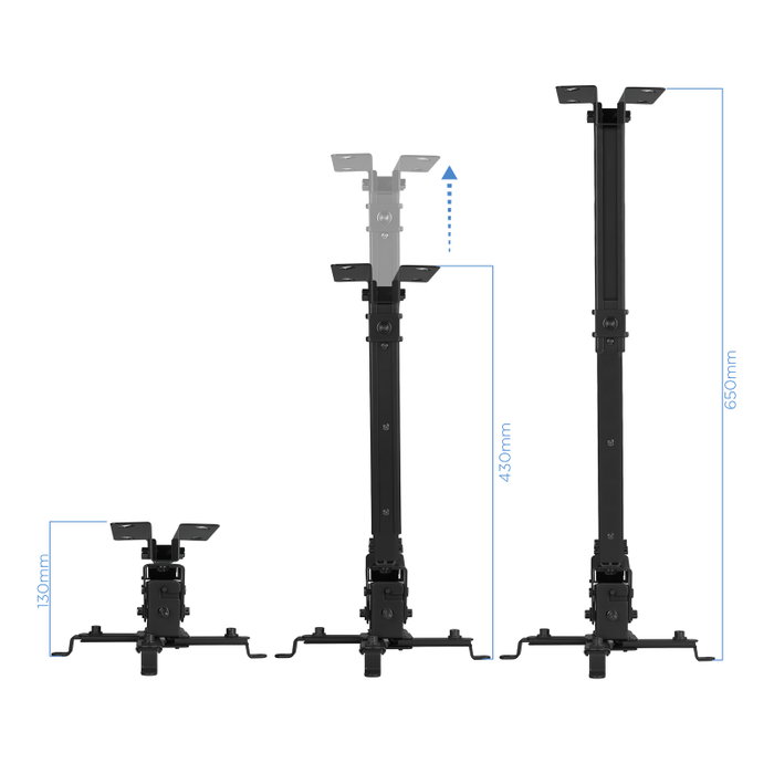 Tooq Pj2012T Support Projecteur Plafond Noir 20kg Inclinable