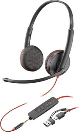 HP Blackwire 3225 Casque Stéréo USB-C avec Adaptateur USB-C/A et Prise 3,5 mm