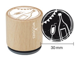 Woodies Tampon en bois et caoutchouc coupe et bouteille de champagne 33x30mm