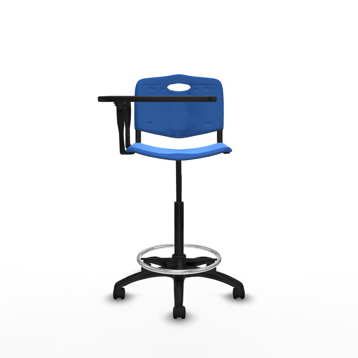 Tabouret Taburete Robledo Pivotant Chlorure de polyvinyle Bleu Structure polyamide noire Non applicable Sans appui-tête Roulettes en nylon 50 mm
