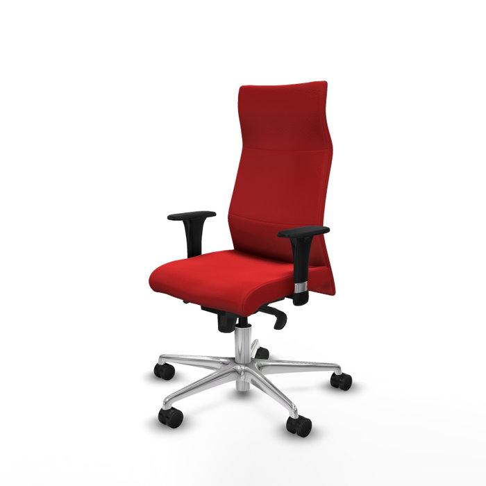 Piqueras Y Crespo Sillón Albacete Rouge avec mécanisme Synchro et base aluminium