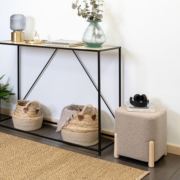 Vinthera Pouf Carré Moa Marron 34x34x38 cm Bois - Lot de 2
