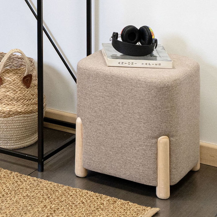 Vinthera Pouf Carré Moa Marron 34x34x38 cm Bois - Lot de 2
