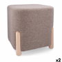 Vinthera Pouf Carré Moa Marron 34x34x38 cm Bois - Lot de 2