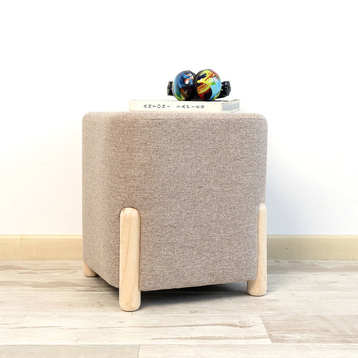 Vinthera Pouf Carré Moa Marron 34x34x38 cm Bois - Lot de 2