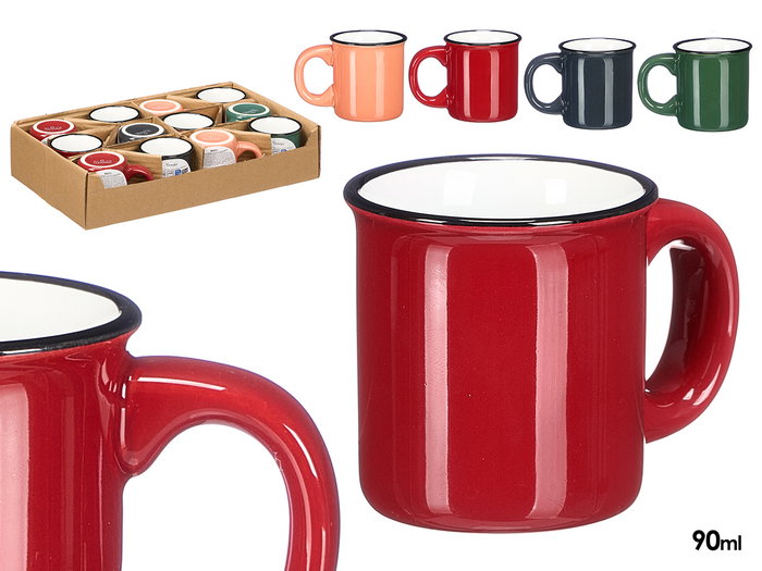 Vessia Tasse à café 90 ml anse noire couleurs sombres assorties 9x6x6 cm (Set de 48) Vessia Tasse à café 90 ml anse noire couleurs sombres assorties 9x6x6 cm (Set de 48)
