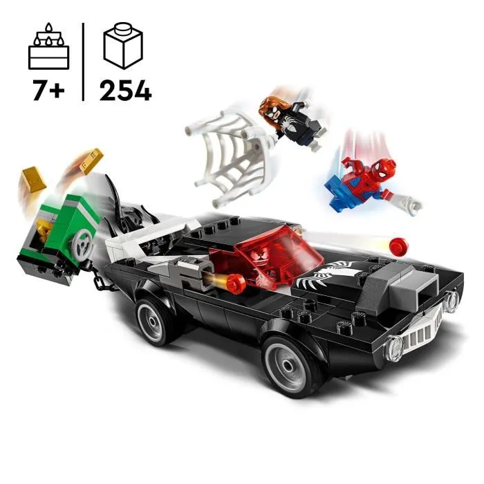 LEGO 76309 Marvel Spider-Man contre le bolide de Venom - Jouet de construction pour enfants des 7 ans - 3 minifigurines et voiture à construire