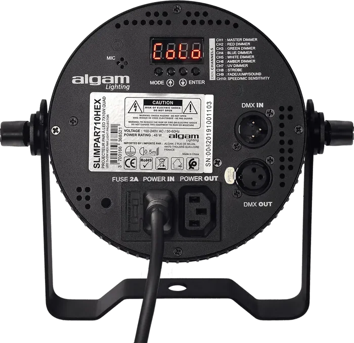 ALGAMLIGHT Projecteur LED 7x10W RGBWAU DMX Slim 48W pour Scène et Spectacle