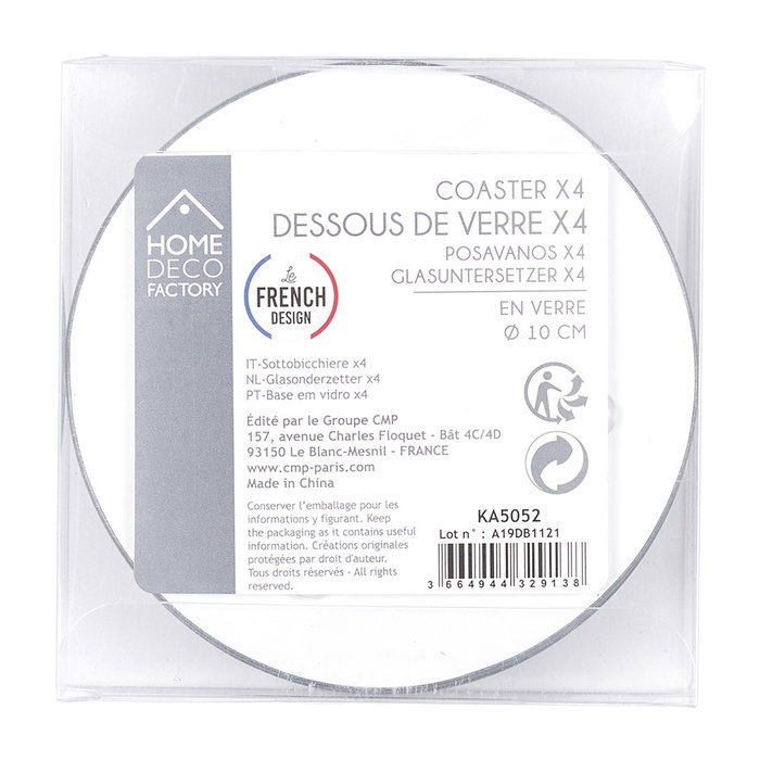 Home Deco Factory Set de 4 posavasos forme vinyle 10 cm