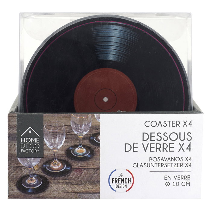 Home Deco Factory Set de 4 posavasos forme vinyle 10 cm