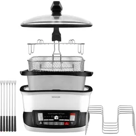 Sencor Friteuse Multifonction SFR 9400WH - 1800 W - Capacité 4.8 L - Blanc - 18 Fonctions - Température Réglable 40-240°C