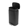 Kitchen Move Poubelle de cuisine à pédale Admiral - 50 L - Inox brossé noir mat - Avec seau et protection de sol
