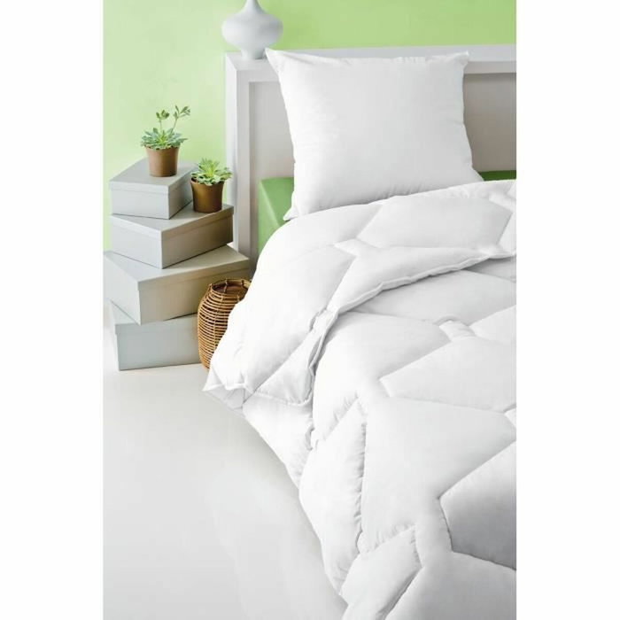 Abeil Lot de 2 Oreillers Bio'Mouv 60 x 60 cm en Coton Bio Blanc