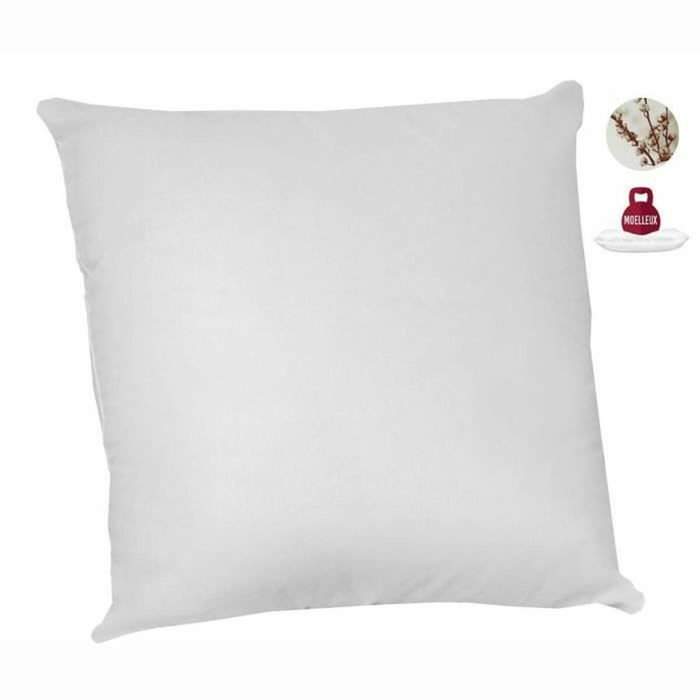 Abeil Lot de 2 Oreillers Bio'Mouv 60 x 60 cm en Coton Bio Blanc