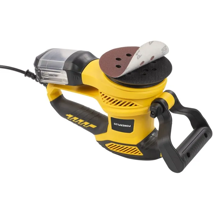 Powerplus POWX04710 - Ponceuse excentrique 450W Ø125 mm avec système auto-agrippant, bac récupération poussière, 13000 min⁻¹, mallette de rangement incluse