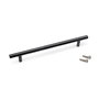 Emuca Lot de 10 poignées pour meubles Orlando, L336mm, entraxe 256mm, Acier, Peint en noir