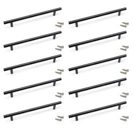 Emuca Lot de 10 poignées Orlando, L336mm, entraxe 256mm, Acier noir