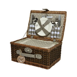 Kitchengoods Heart Set de pique-nique complet en panier en osier 40 x 28 x 20 cm - 803269