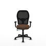 Chaise Alocén Synchrone/Traslack tissu Marron foncé Maille Noir Structure polyamide noire Accoudoir 1D Sans appui-tête Roulettes en nylon 50 mm