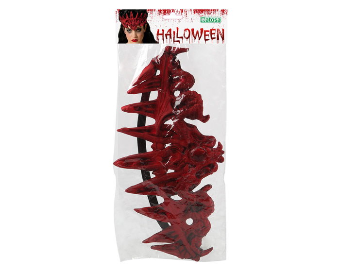 Diadema Couronne Rouge Halloween Flexible Avec Élastique - Accessoire pour Déguisement Diable, Sorcière ou Reine des Enfers