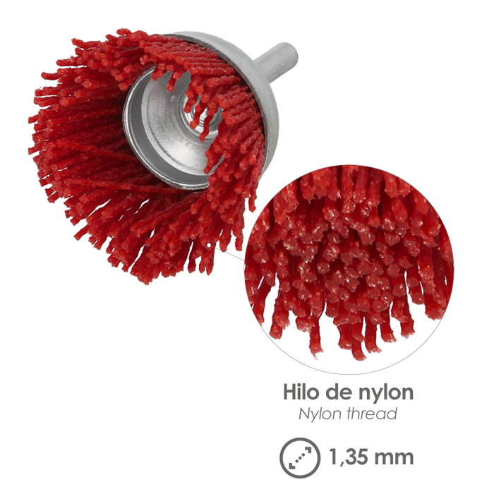 WOLFPACK LINEA PROFESIONAL Pinceau Nylon Coupelle Ø 50 mm Tige 1/4''