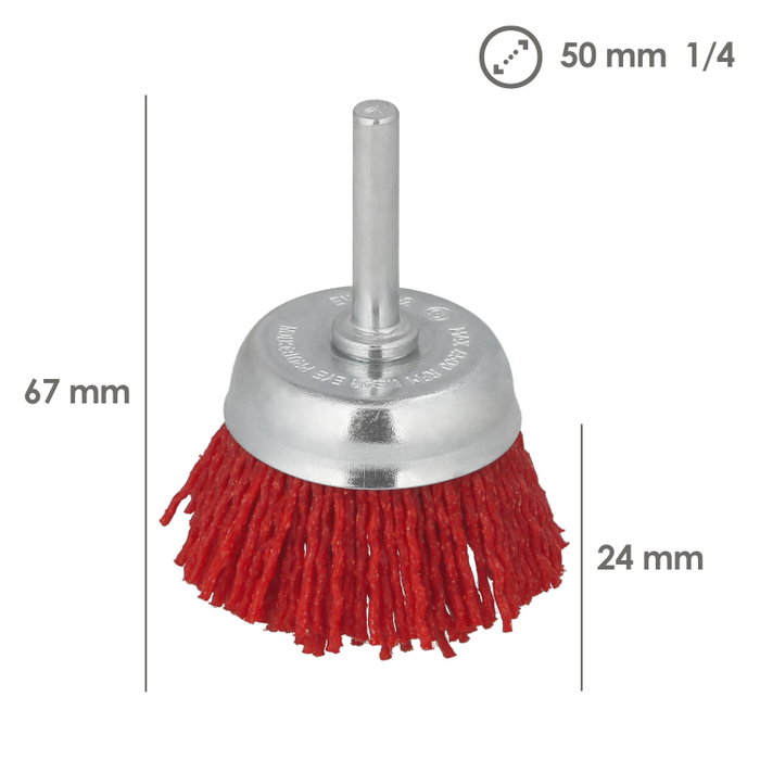 WOLFPACK LINEA PROFESIONAL Pinceau Nylon Coupelle Ø 50 mm Tige 1/4''