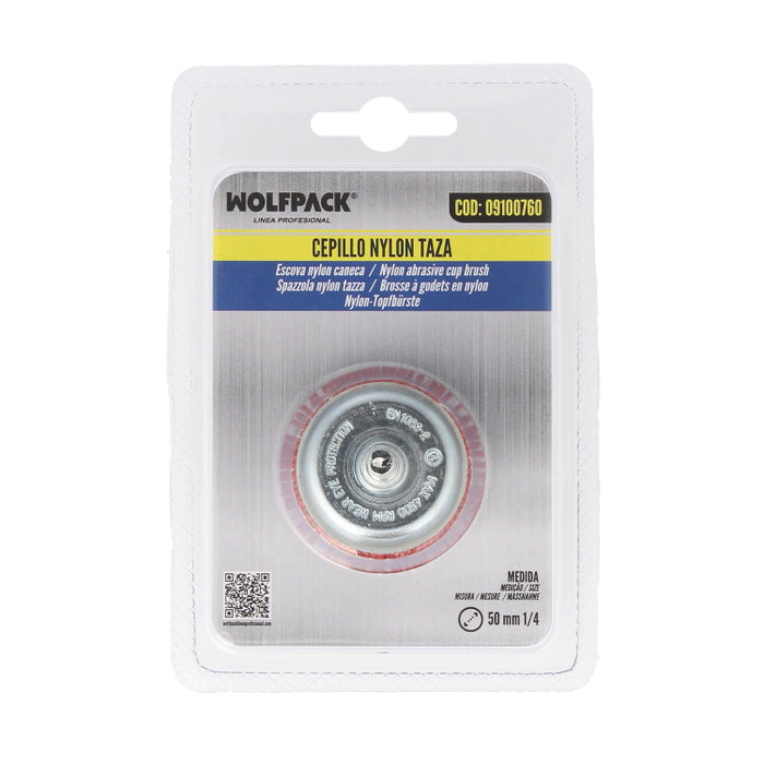 WOLFPACK LINEA PROFESIONAL Pinceau Nylon Coupelle Ø 50 mm Tige 1/4''