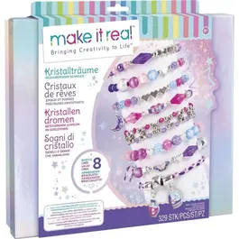 Lansay Coffret Fabrication de Bijoux Enfants Cristaux de Rêve Envoûtants Make It Real - 8 Bracelets, 319 Perles Scintillantes - Dès 8 ans
