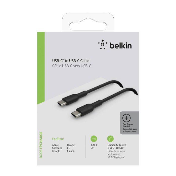 Belkin Câble USB-C vers USB-C 2m PVC Noir CAB003bt2MBK Belkin Câble USB-C vers USB-C 2m PVC Noir CAB003bt2MBK