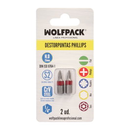 WOLFPACK LINEA PROFESIONAL Lot de 2 embouts Phillips N.0