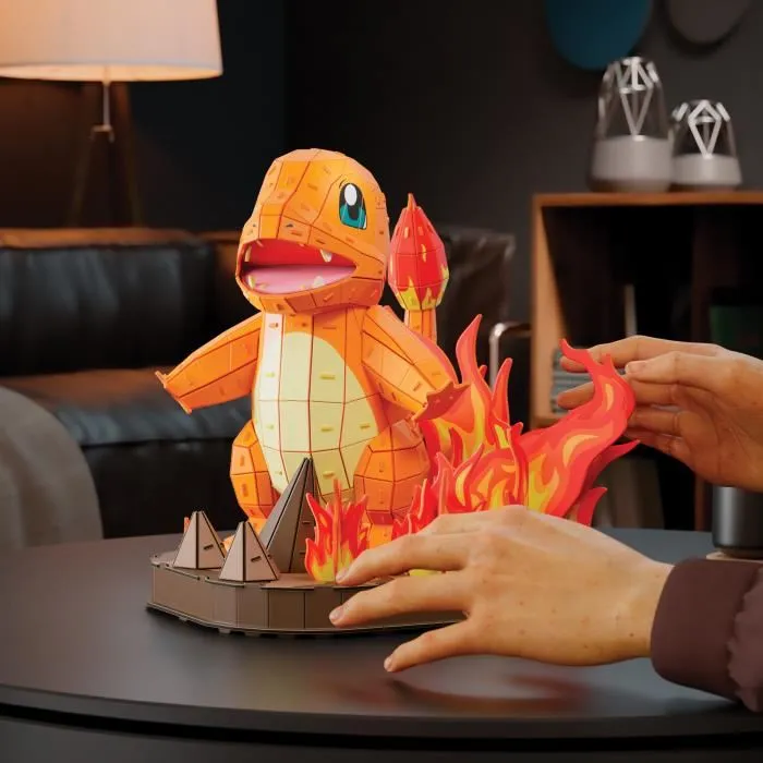 Spinmaster - 4D Build Puzzle 3D Salameche Pokémon - Maquette à construire et exposer - 241 pièces - 26 cm - À partir de 12 ans