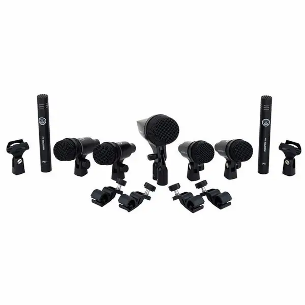 AKG Set de Microphones pour Batterie (P4, P2, P17, H440) - 4 Micros Tom/Caisse, 1 Micro Grosse Caisse, 2 Overheads Condensateur