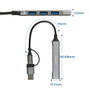 Ewent EW1154 Hub USB-C vers 4 ports USB-A 3.2 Gen 1 et 2.0, Aluminium, Plug & Play, 5 Gbps
