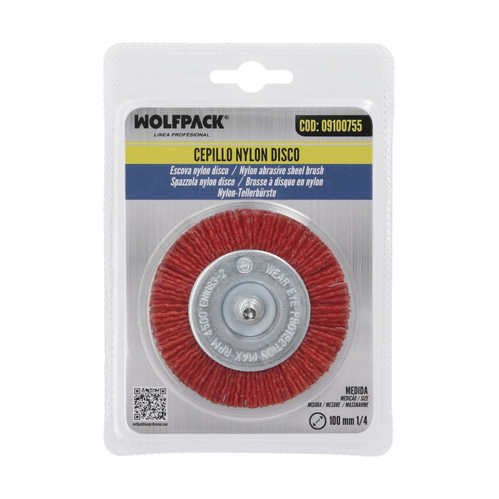 WOLFPACK LINEA PROFESIONAL Disque brosse en nylon Ø100 mm 1/4 pouces