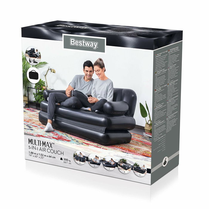 Bestway Fauteuil Gonflable 5 Positions Noir 188x152x64 cm Intérieur 75054