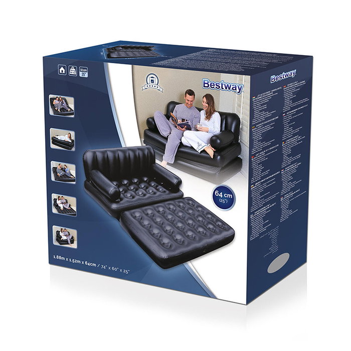 Bestway Fauteuil Gonflable 5 Positions Noir 188x152x64 cm Intérieur 75054