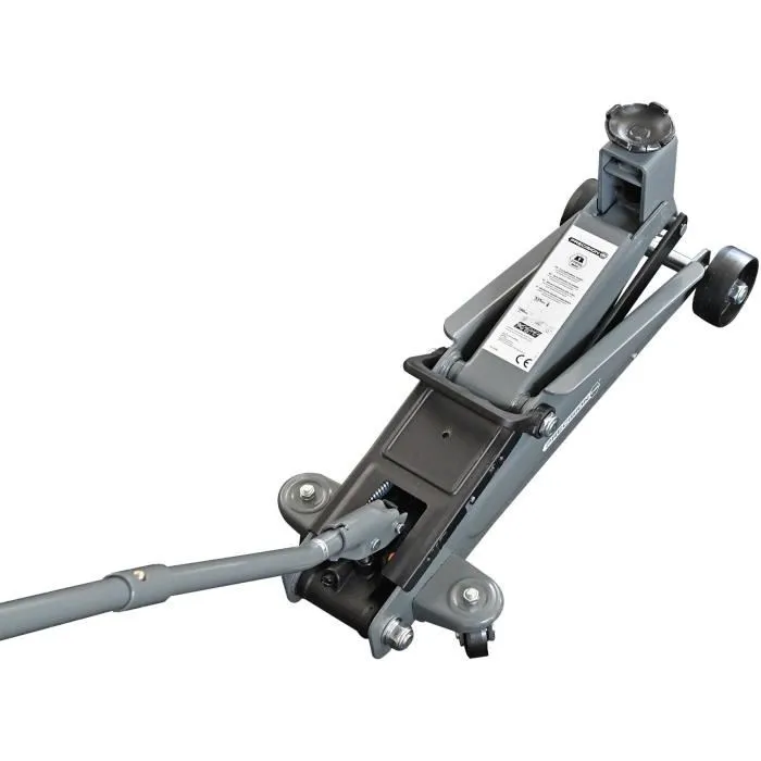 Powertrac Cric Hydraulique Rouleur 2,5T pour SUV et 4x4 - Hauteur de Levage 190 à 535 mm, Chariot Long, Poignée Rotative 360° et Roues Pivotantes