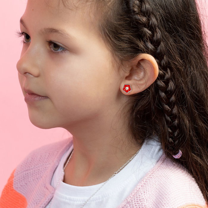 PEERS HARDY Set de 3 Paires de Boucles d'Oreilles Stitch Disney en Argent avec Boucles à Fleurs Rouges et Ours Scrump PEERS HARDY Set de 3 Paires de Boucles d'Oreilles Stitch Disney en Argent avec Boucles à Fleurs Rouges et Ours Scrump