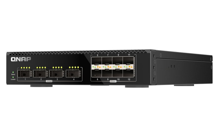Qnap QSW-M7308R Switch 12 ports Géré 4x 100GbE QSFP28 + 8x 25GbE SFP28 Montage rack Qnap QSW-M7308R Switch 12 ports Géré 4x 100GbE QSFP28 + 8x 25GbE SFP28 Montage rack