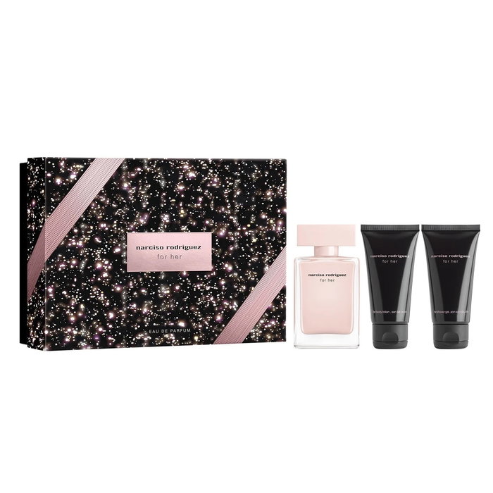 Narciso Rodriguez Coffret For Her : Eau de Parfum 50 ml + Lotion Hydratante pour le Corps 50 ml + Gel Douche Nettoyant 50 ml pour Tous Types de Peau